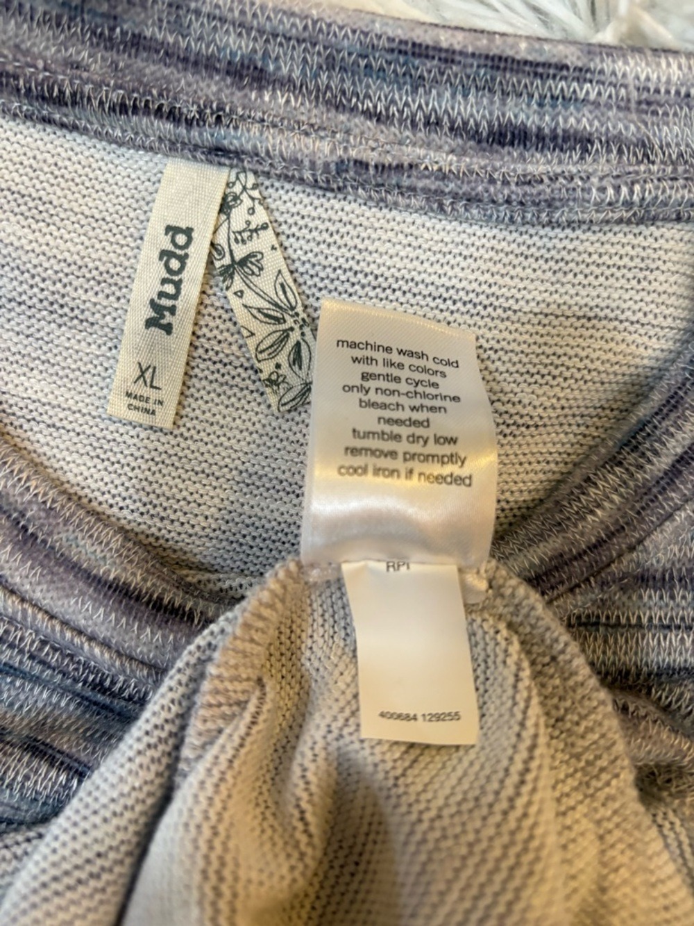 Mudd XL Marled Gray Lightweight Knit Top Drawstring Hem Casual Cozy - Picture 8 of 13
